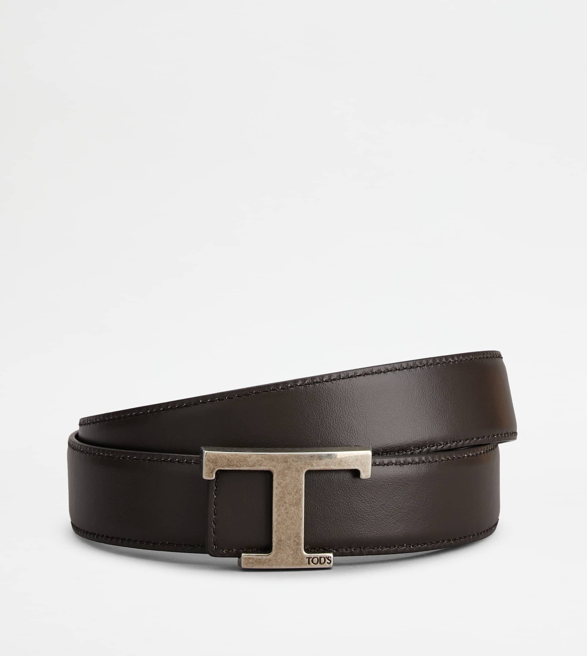 T TIMELESS REVERSIBLE BELT IN LEATHER - BLUE - 2