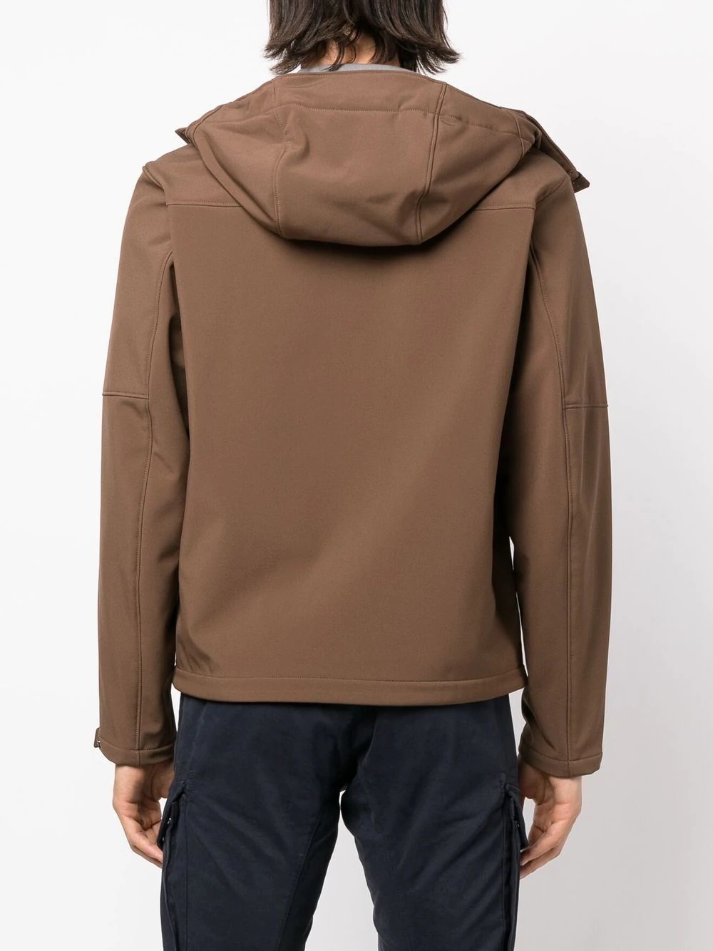 logo-patch panelled hooded jacket - 4