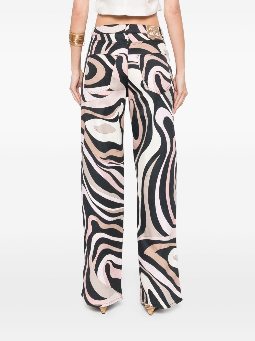 Marmo-print straight-leg trousers - 4