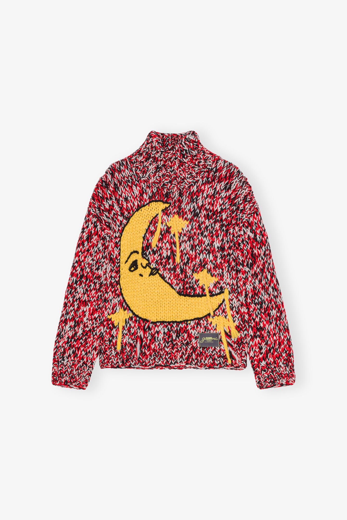 RED HANDKNIT HIGH NECK SWEATER - 1