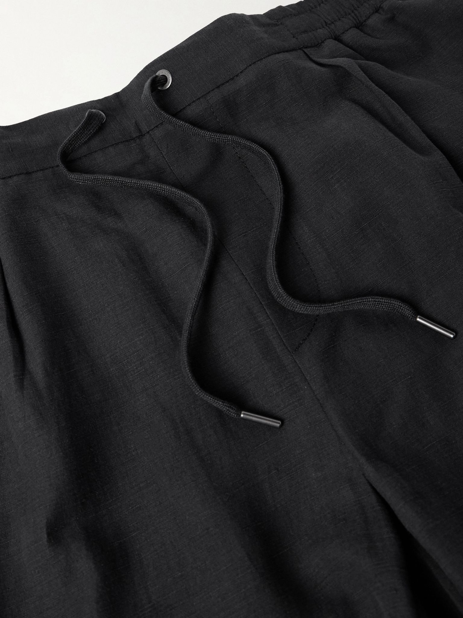 Dorest Straight-Leg Pleated Silk and Linen-Blend Drawstring Shorts Black - 6