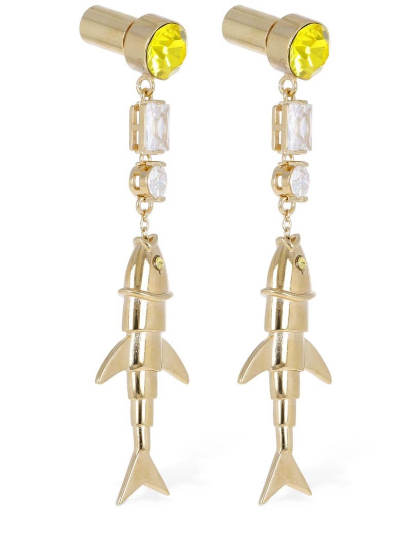 Fish crystal drop earrings - 3
