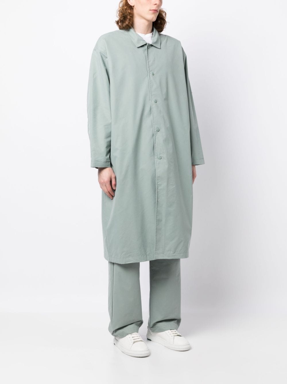 twill-weave single-breasted coat - 3