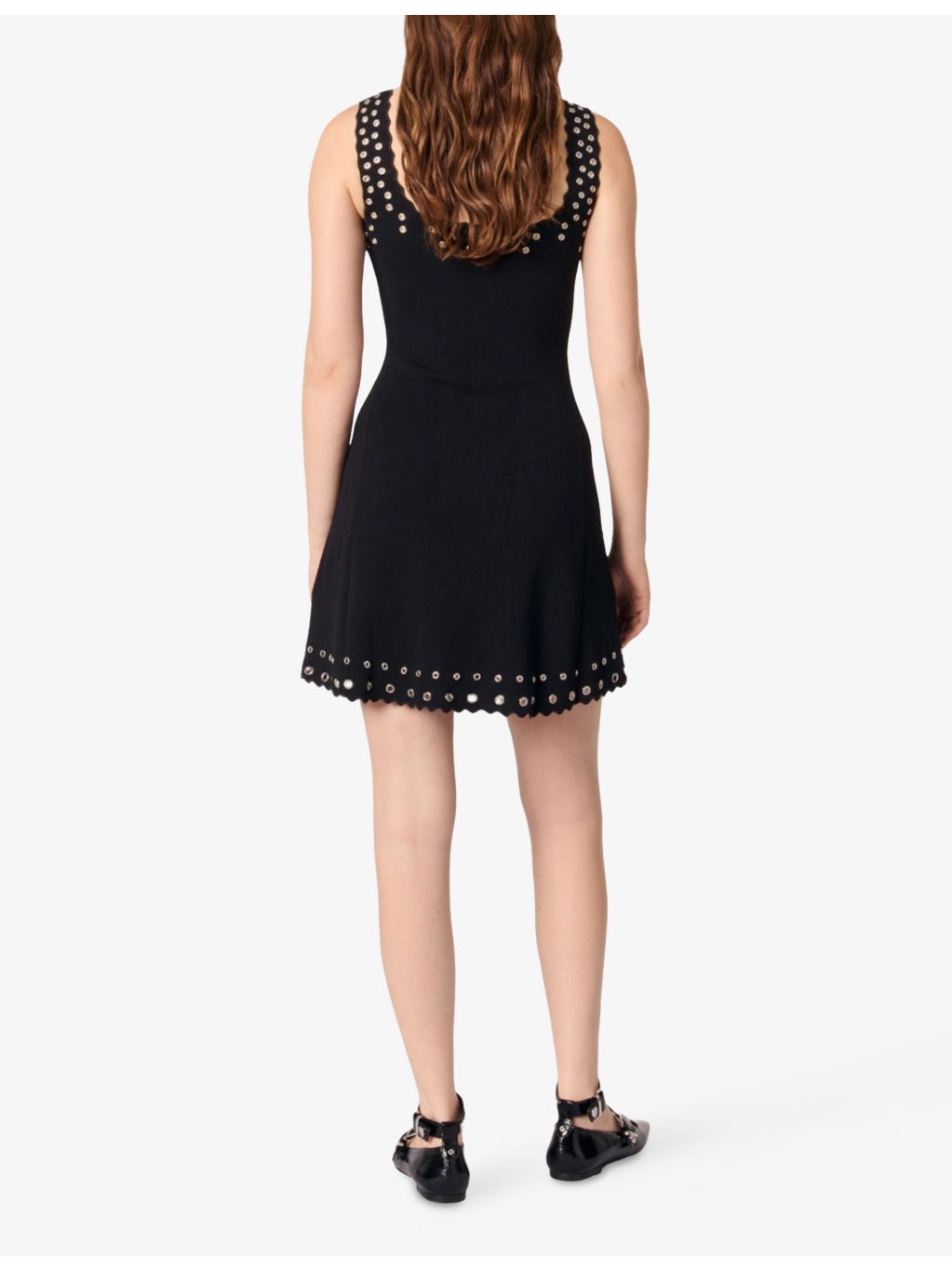 Eyelet-Embellished Scalloped-Trim Stretch-Woven Mini Dress - 4