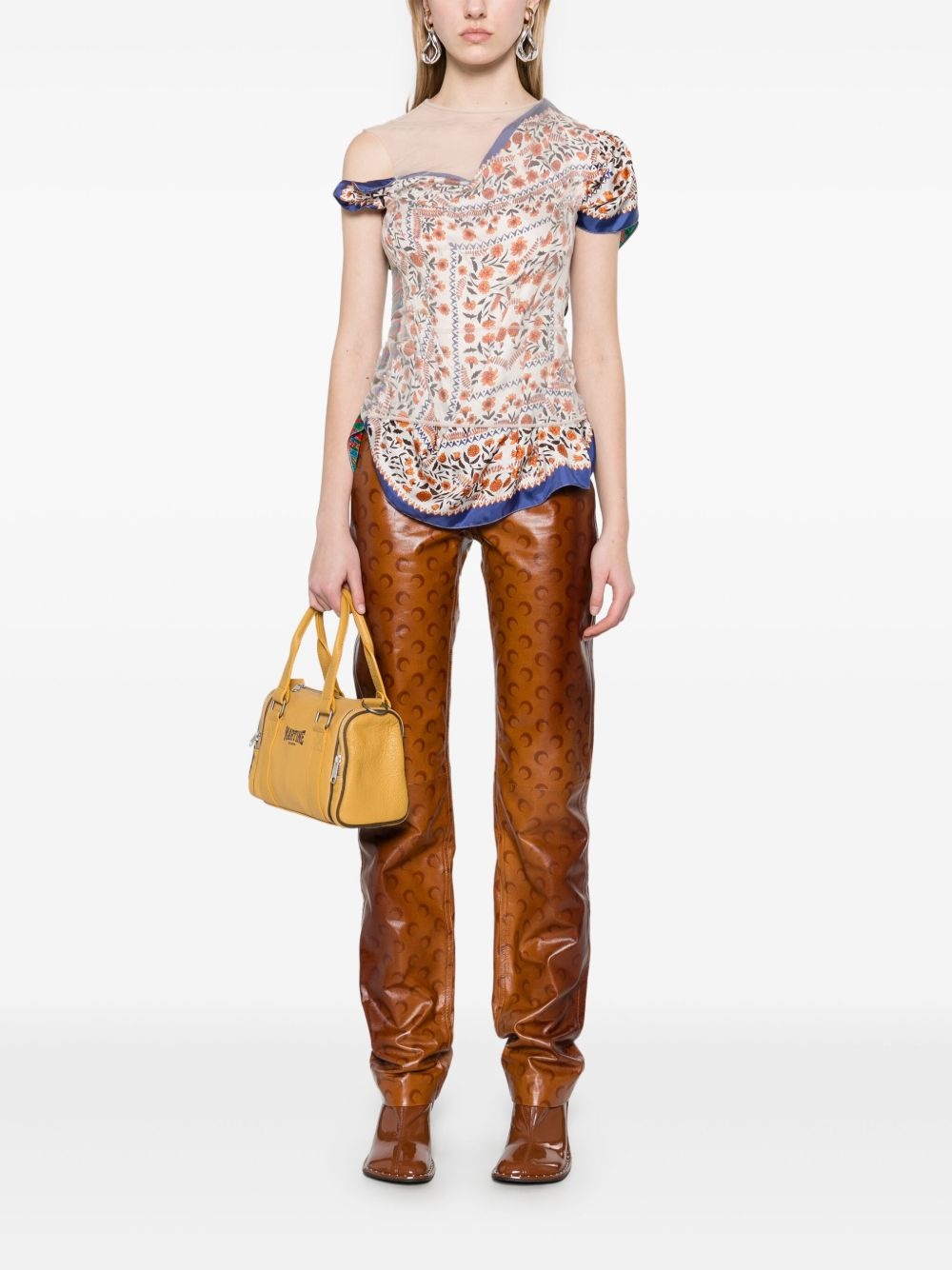 Moon-print leather trousers - 2