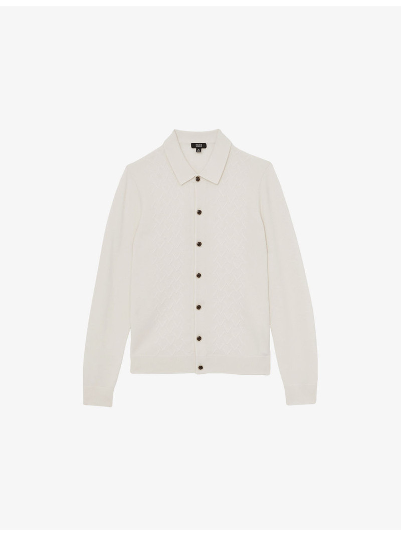 Gideon V-Stitch Wool Knitted Cardigan 1