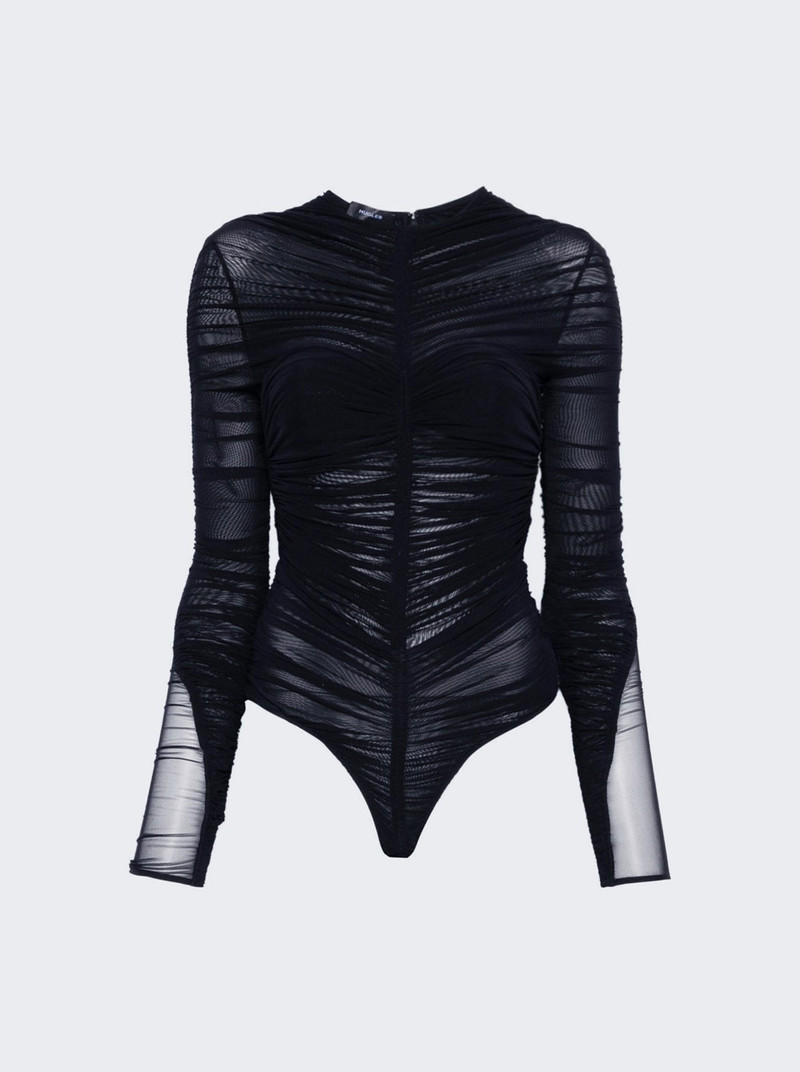 gathered mesh bodysuit 1