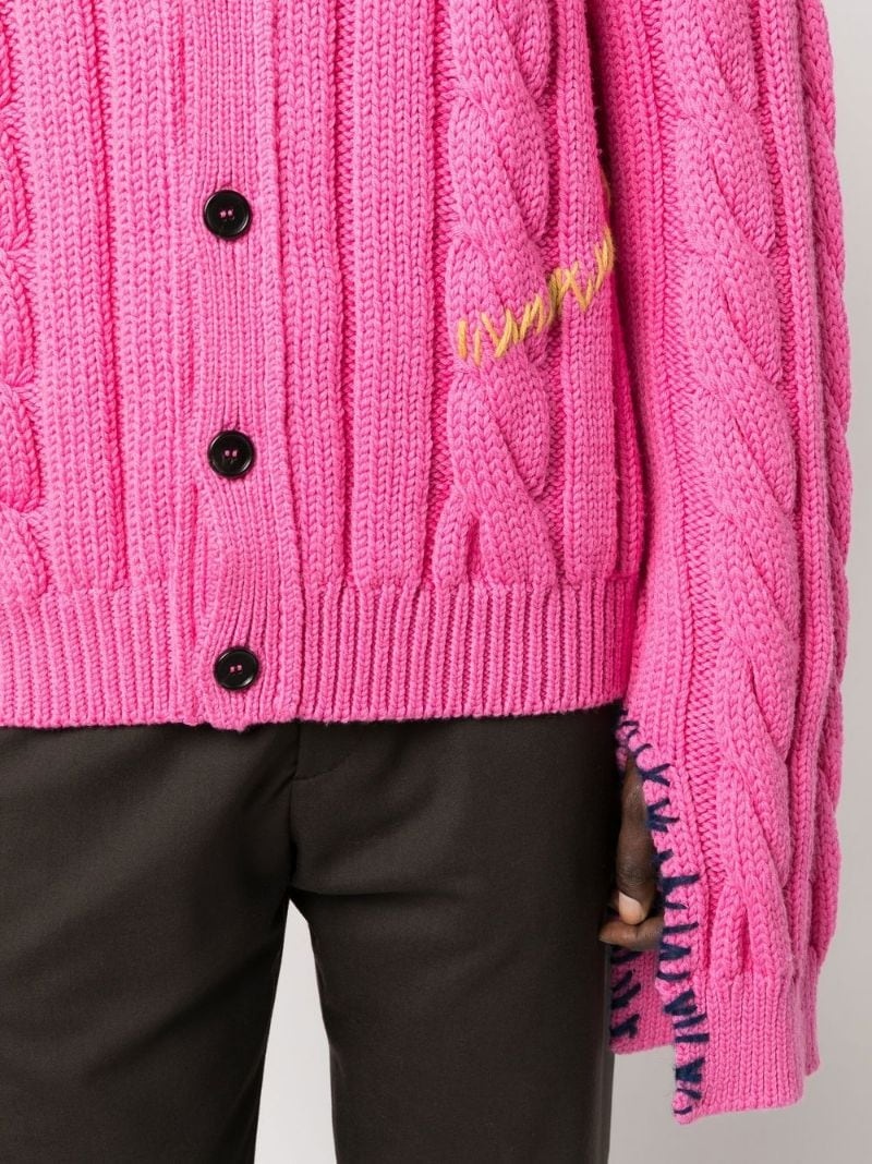 stitch-detail cable-knit cardigan - 5