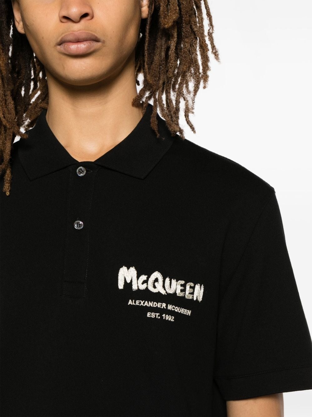 Graffiti logo-embroidered polo shirt - 5