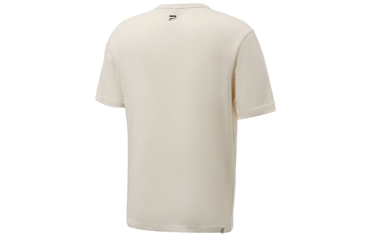 PUMA Funny Logo Printing Sports Round Neck Short Sleeve Creamy White 533042-73 - 2