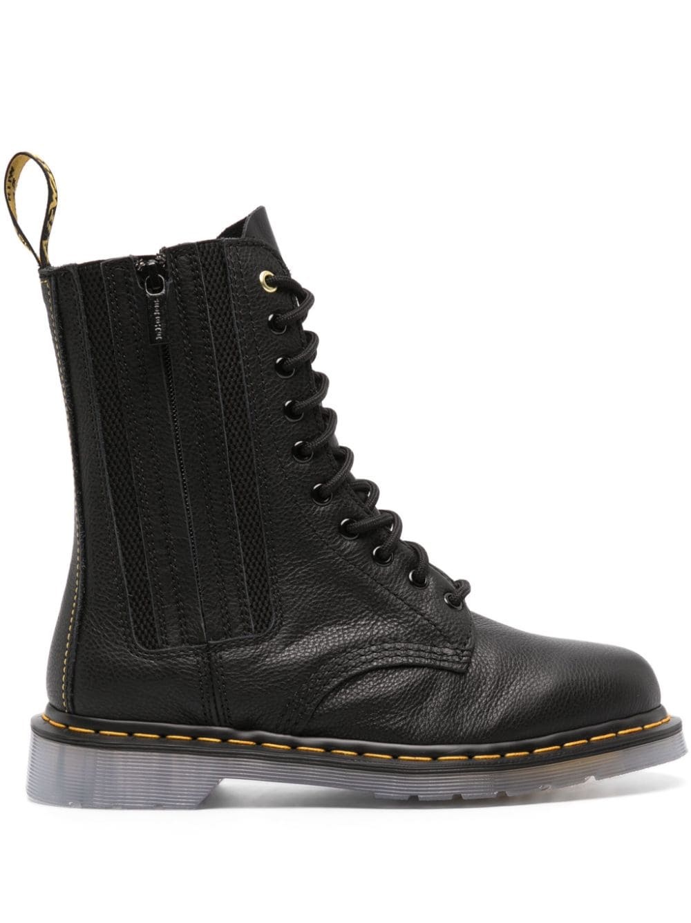 logo pull-tab leather boots - 1