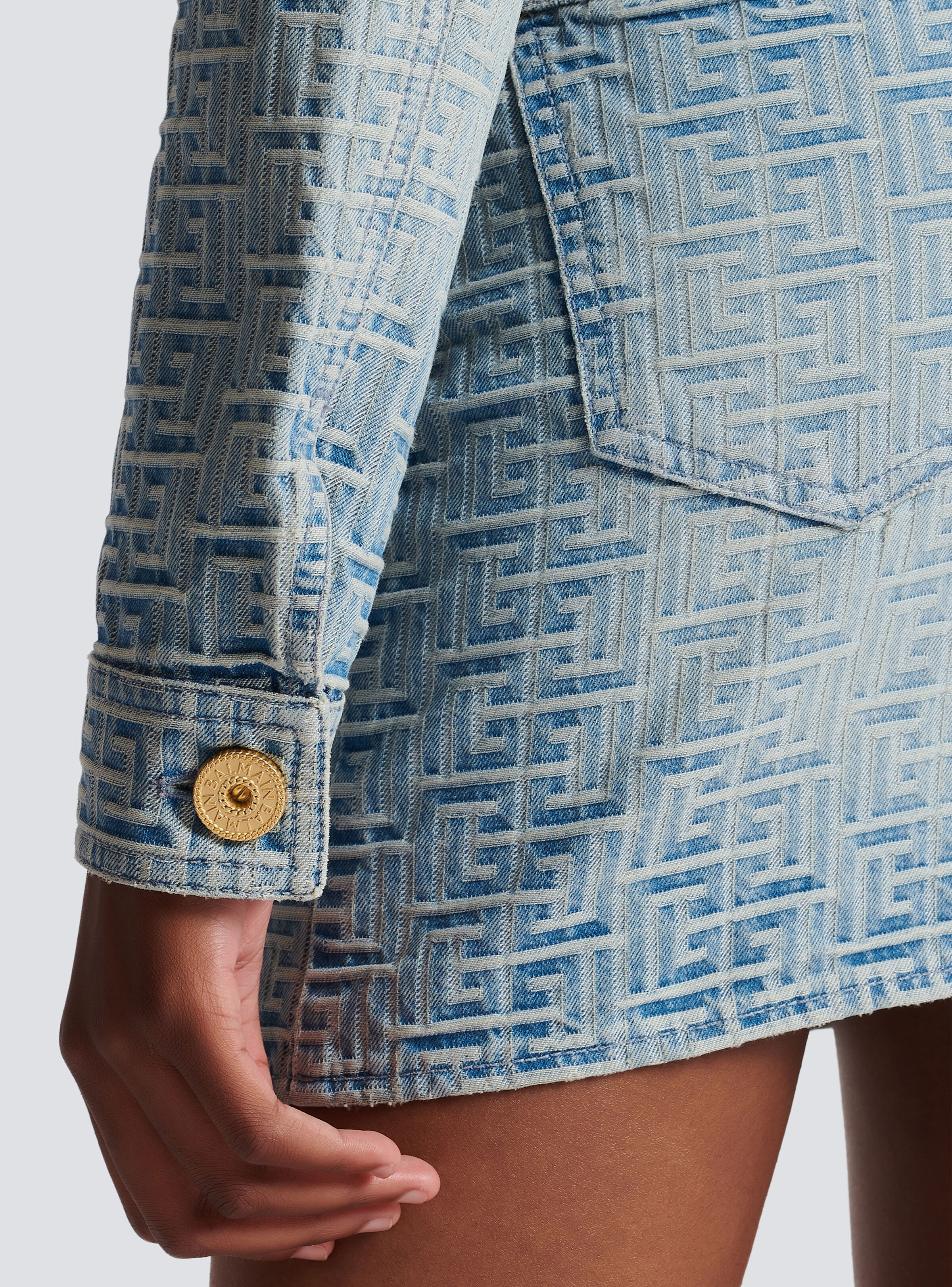 Monogrammed denim jacket - 8