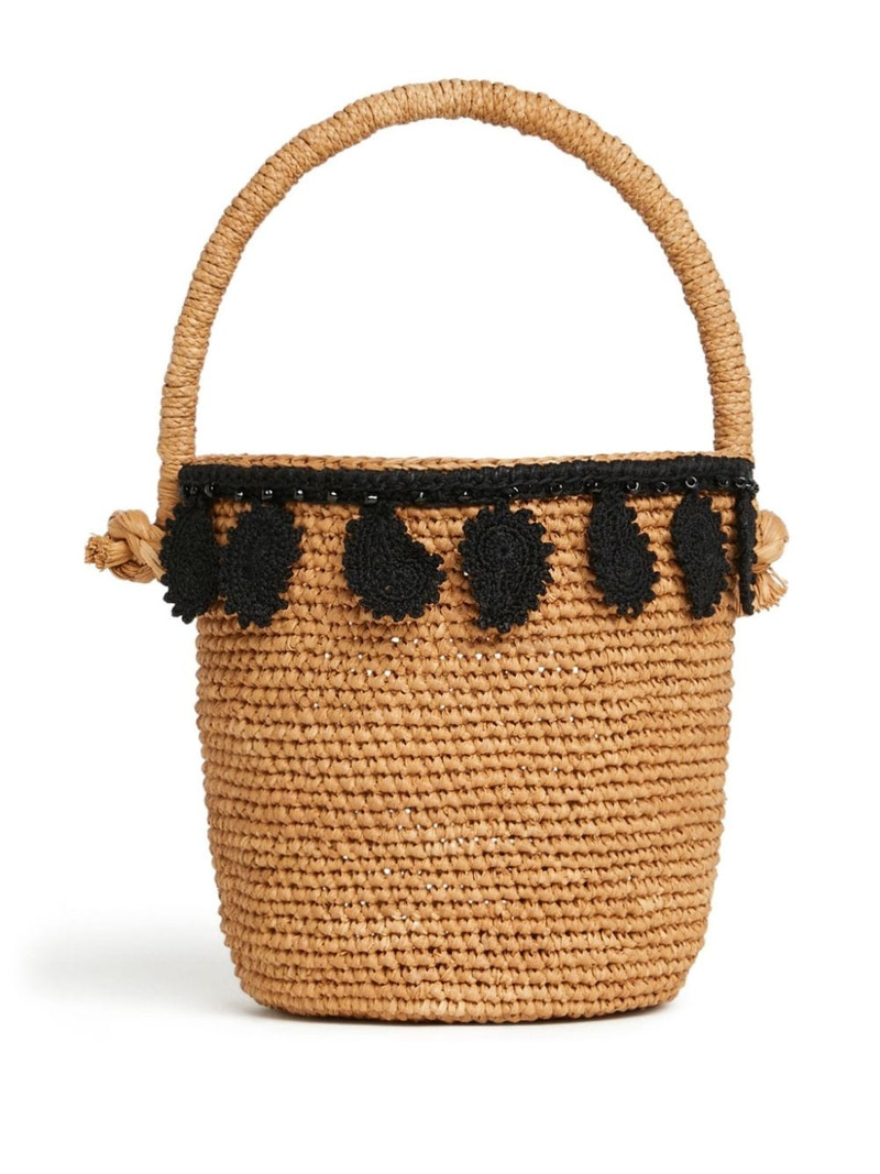 paisley-appliquÃ© raffia basket bag 3