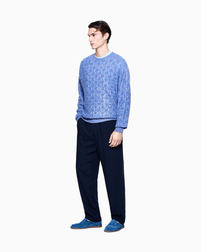 CREW-NECK JUMPER IN JACQUARD VIRGIN WOOL AND CASHMERE 2