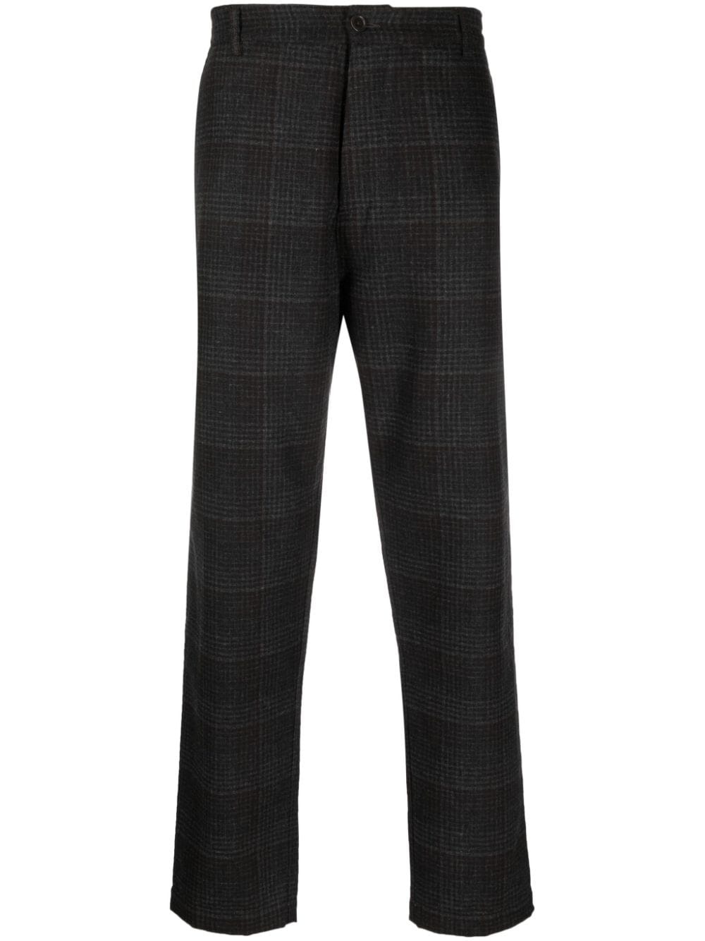 plaid check-pattern knitted trousers - 1