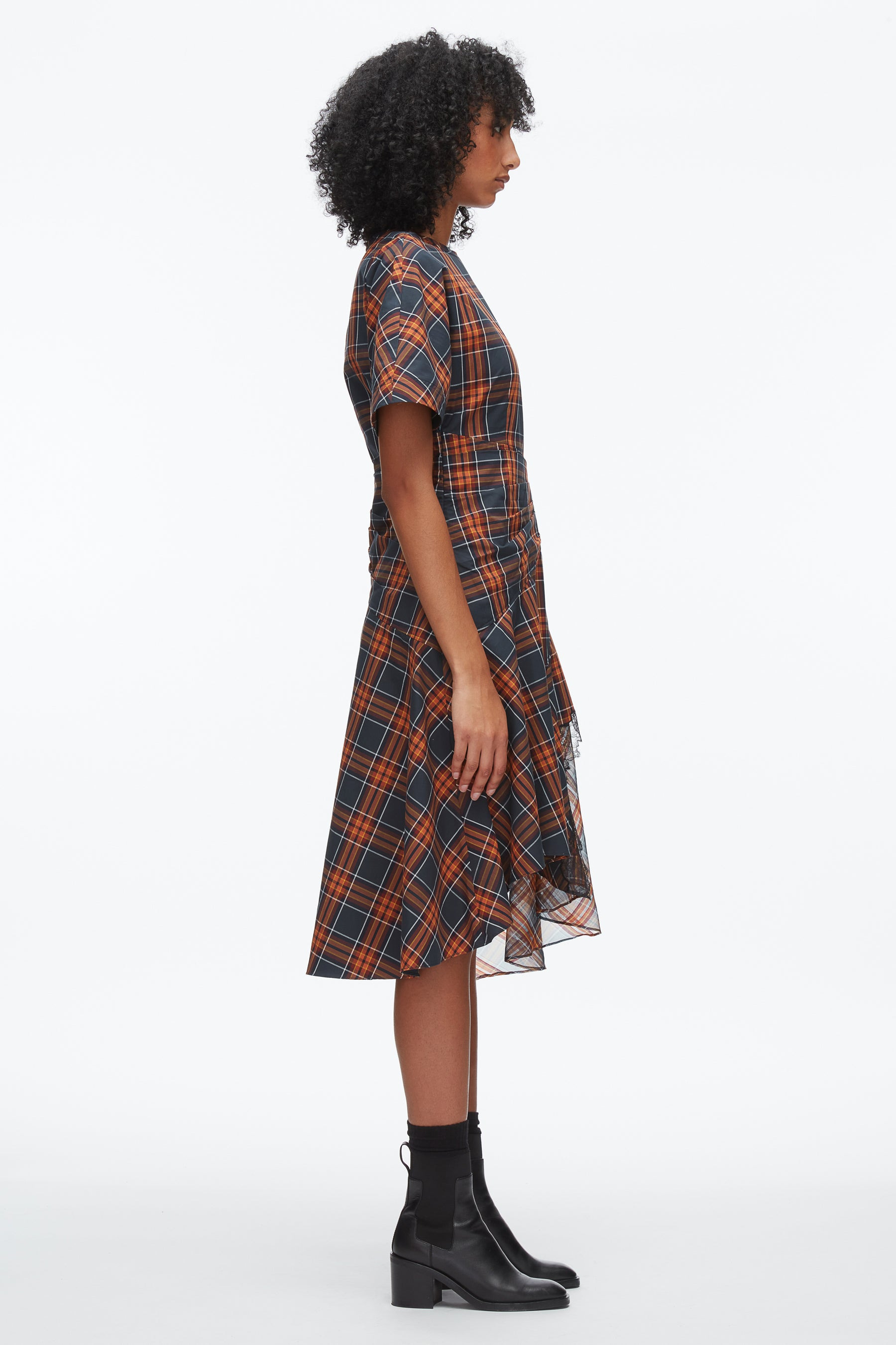 Plaid Mix Draped Dress - 3