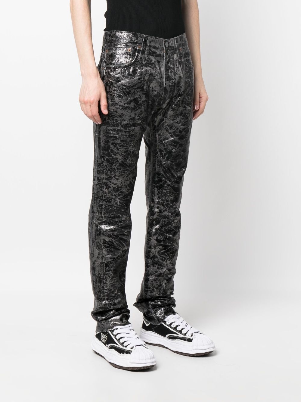 abstract-print metallic straight-leg jeans - 3