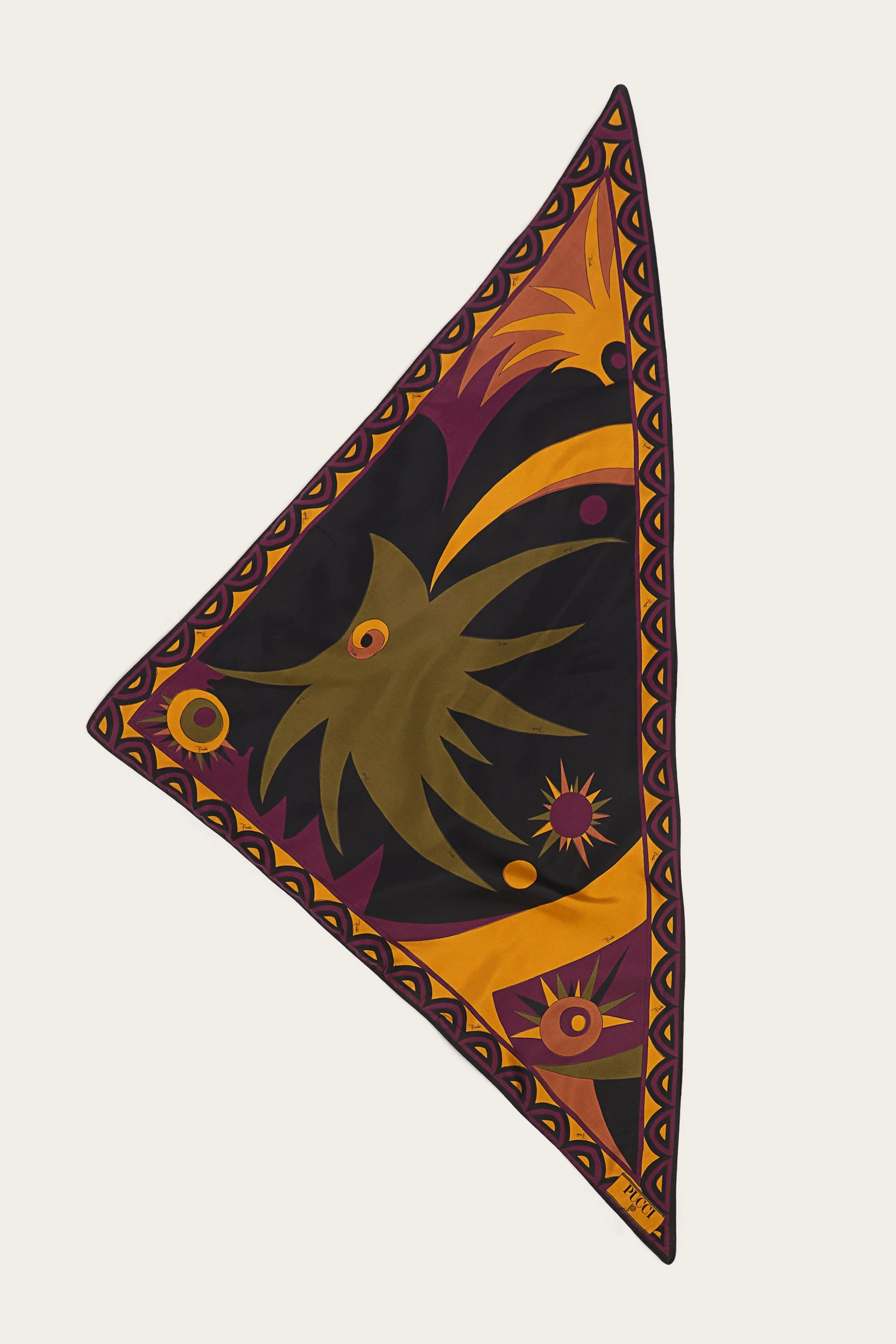 MIXED PRINT PADDED TRIANGLE SCARF - 1