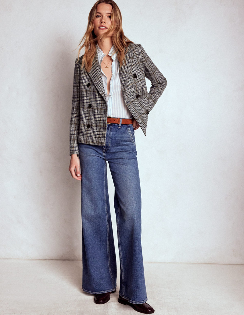 Boxy Double Breasted Blazer-Blue and Grey Prince of Wales 4