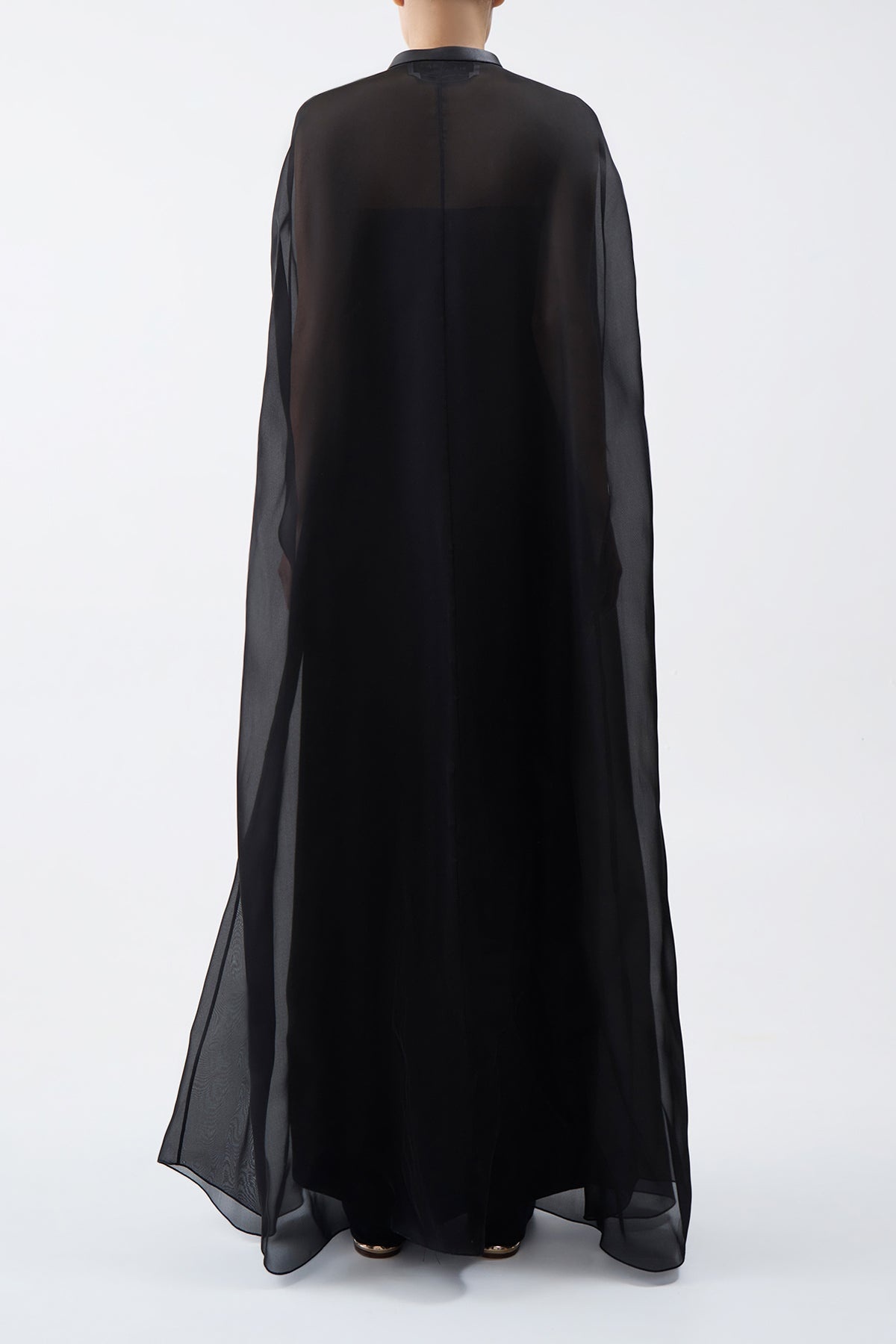 Rowena Sheer Cape in Black Silk Organza - 5
