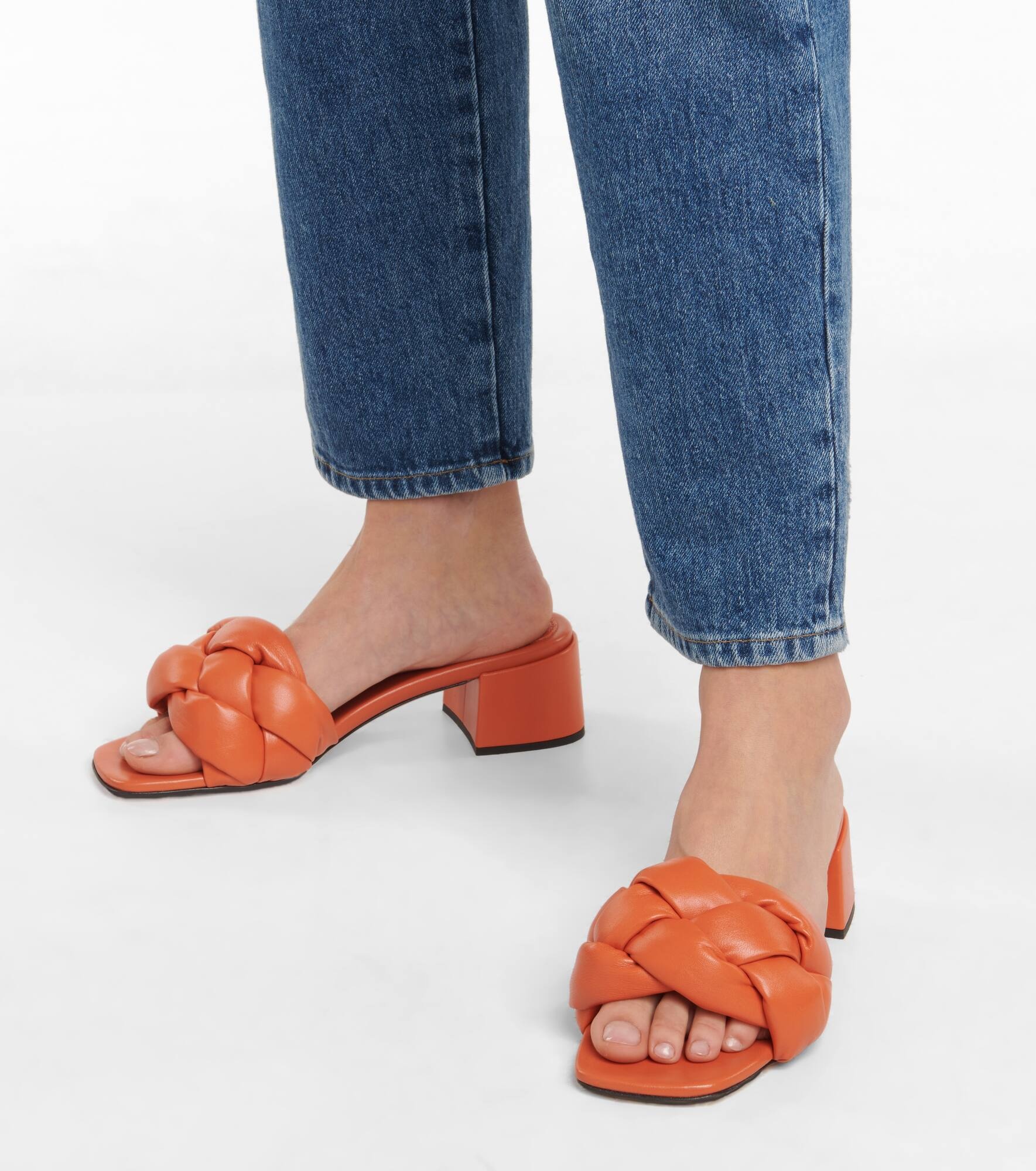 Padded woven leather sandals - 4