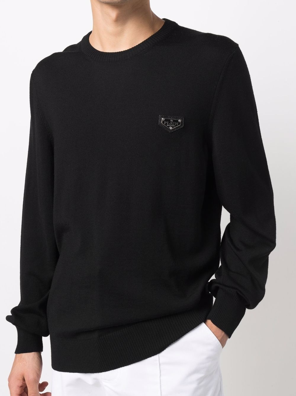 logo-plaque crew neck jumper - 5