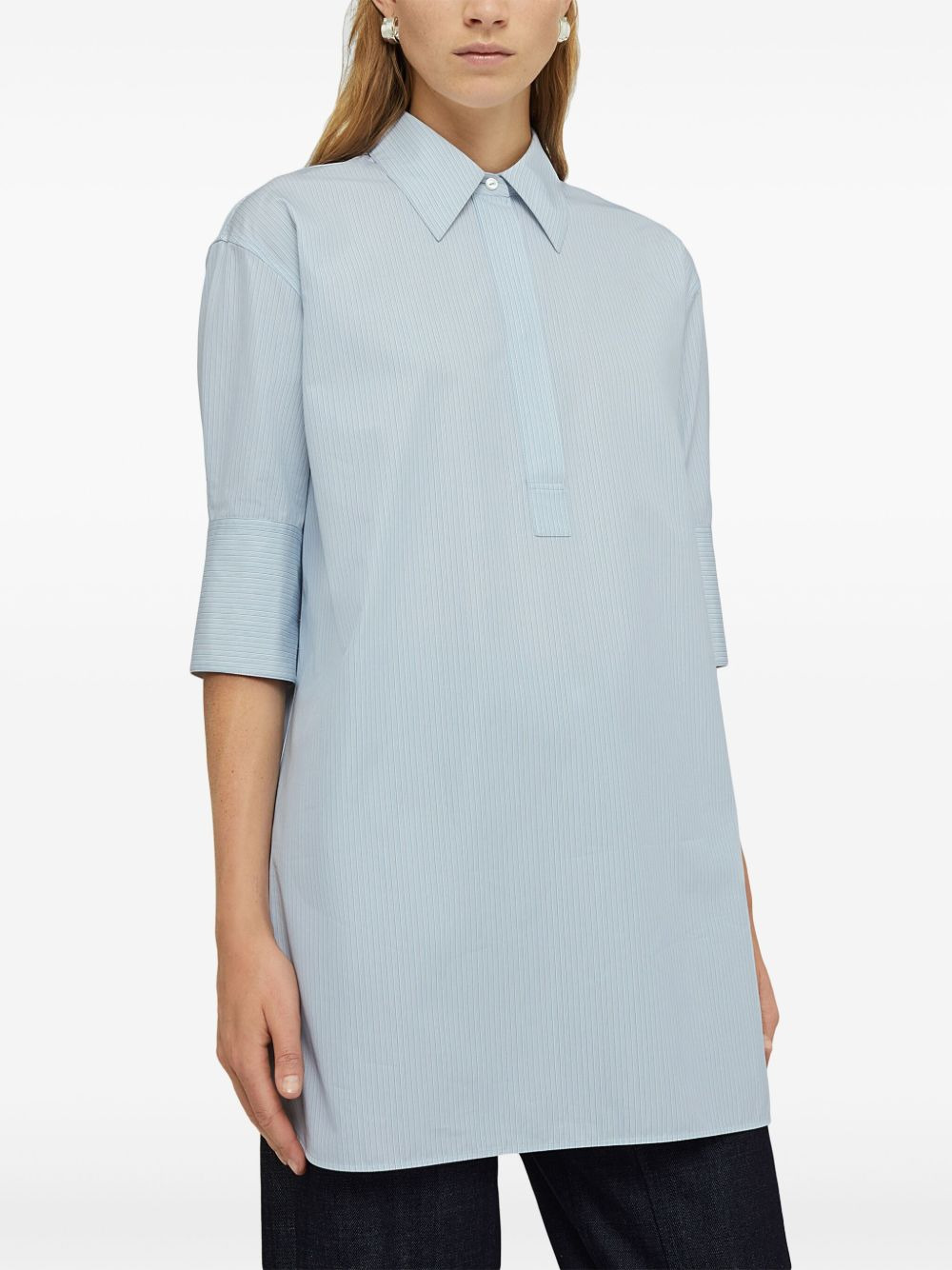 striped half-sleeve cotton shirt - 3