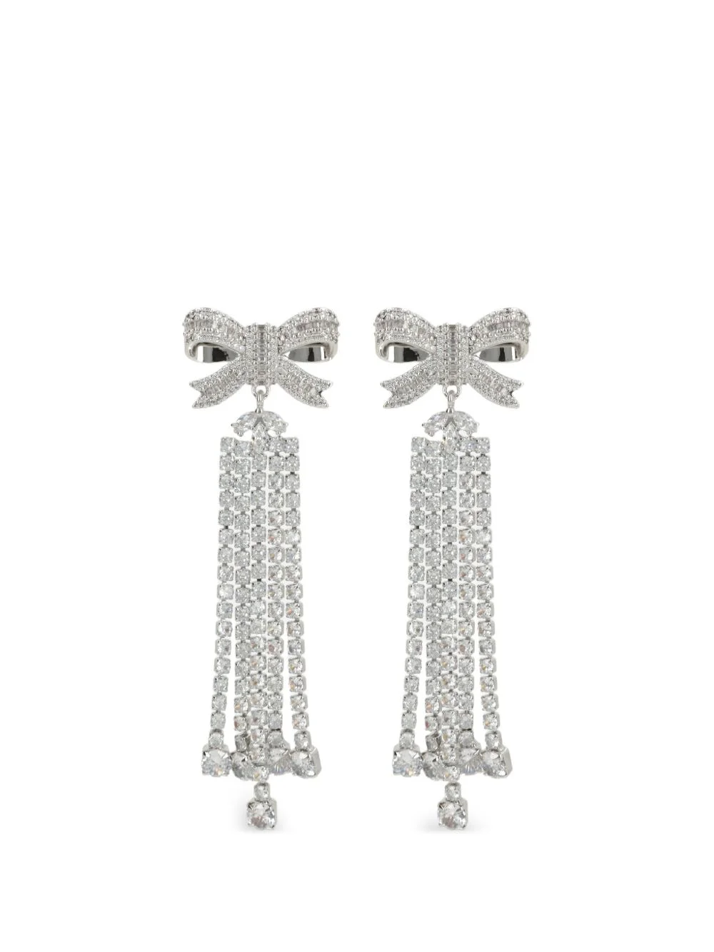 bow-shaped crystal-fringe earrings - 1