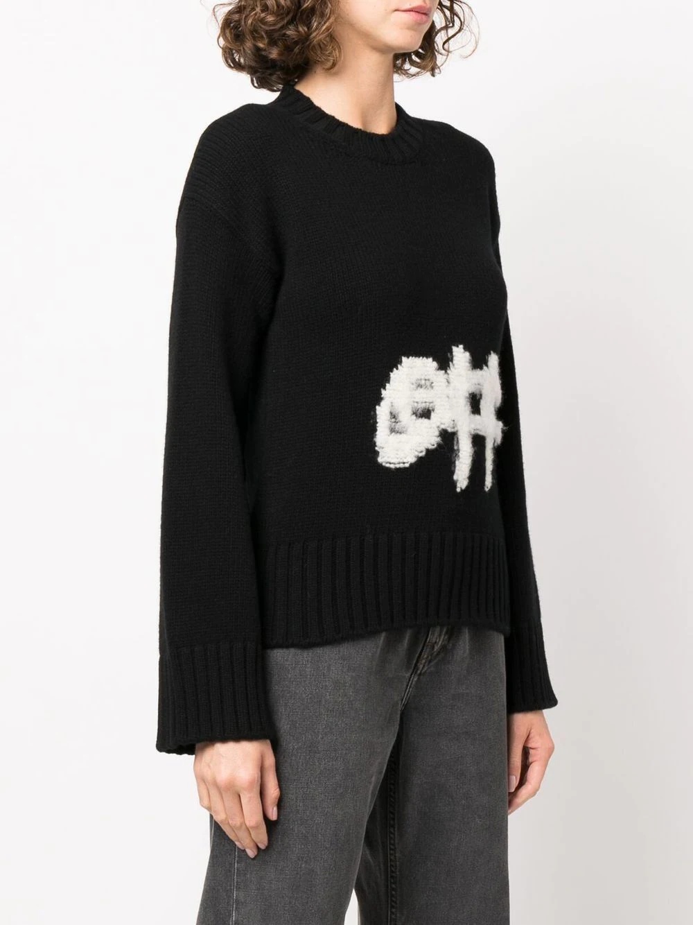 logo-intarsia knit jumper - 3
