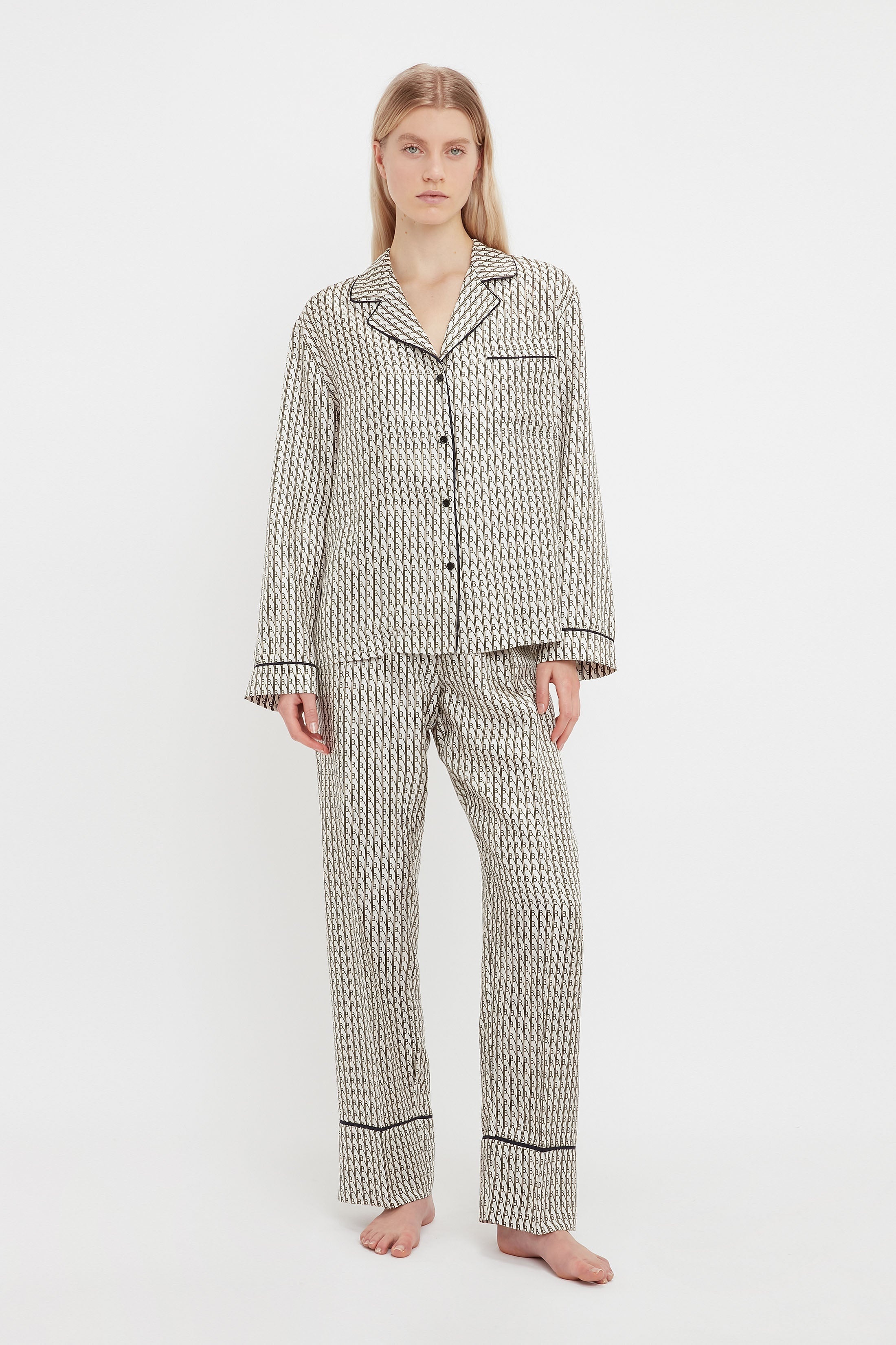 Pyjama Sleep Set In VB House Monogram Jacquard - 4