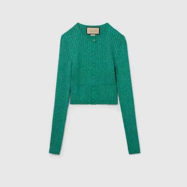 Gucci Rib Lame Crewneck Cardigan - 1