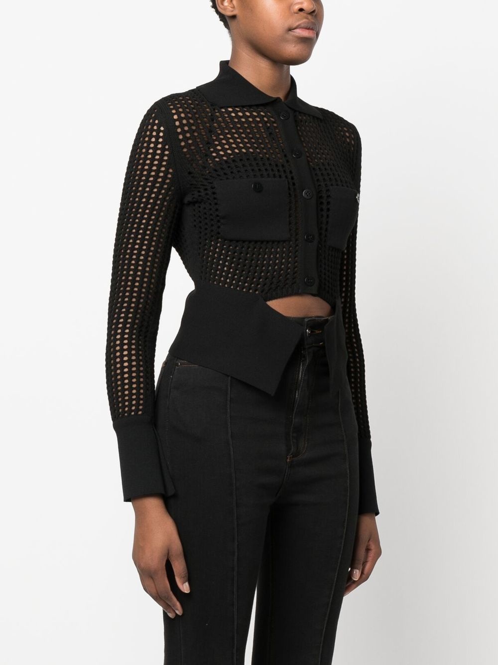 open-knit panelled cardigan - 3