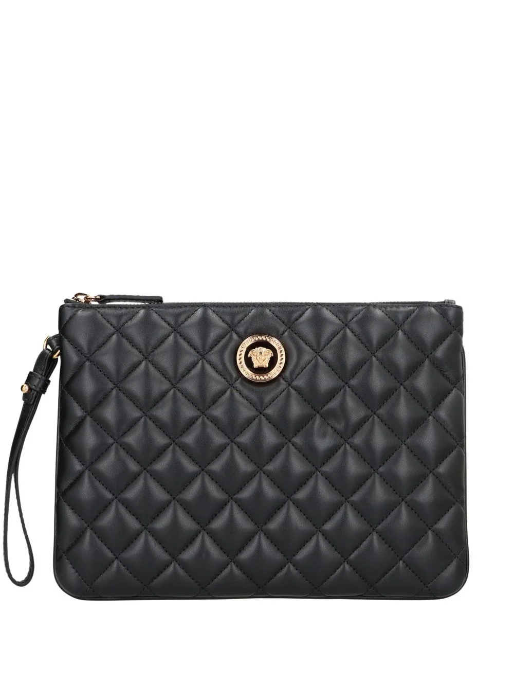 quilted logo leather clutch bag - 1