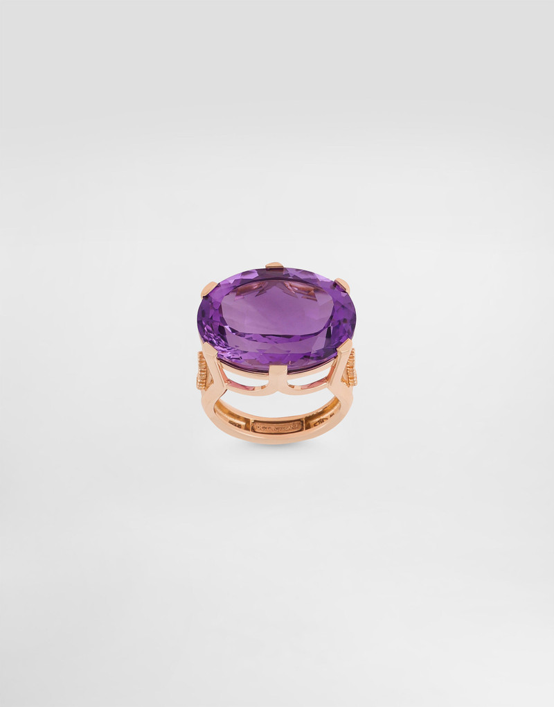 Anna ring in 18-carat red gold with amethyst and diamonds 1