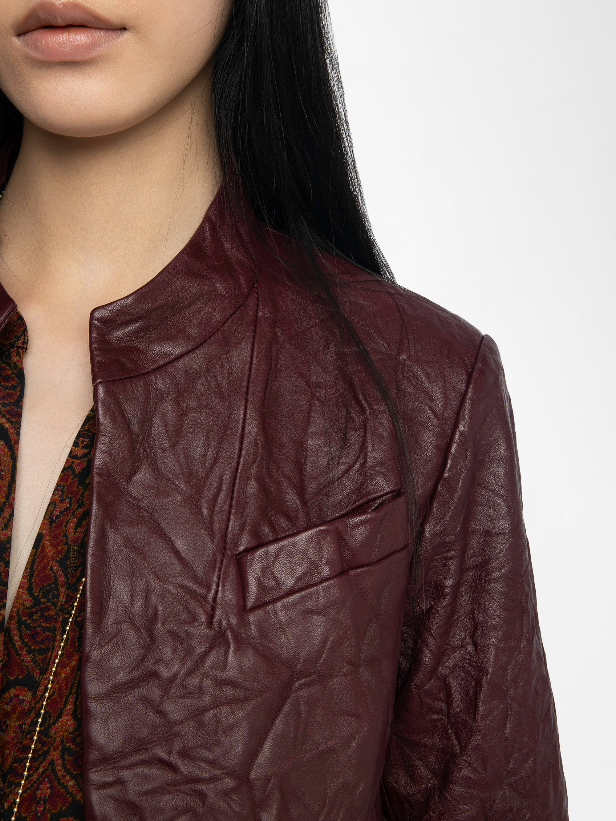 Veryn Crinkled Leather Blazer - 8