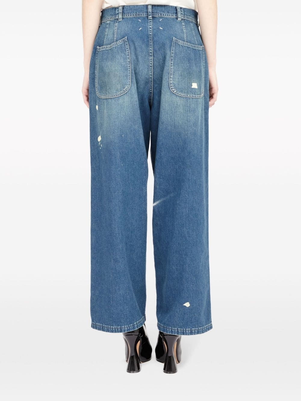 paint-splatter wide-leg jeans - 6