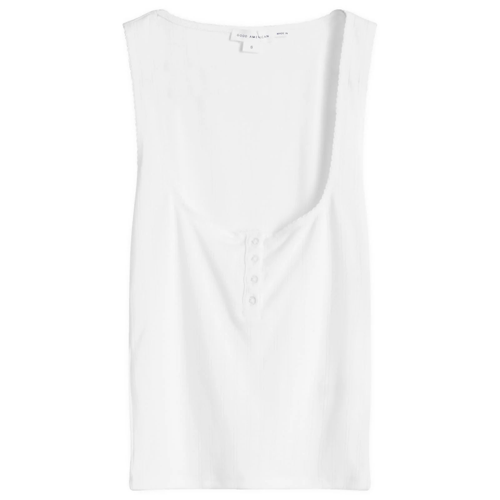 Good American Pointelle Henley Tank Top - 1