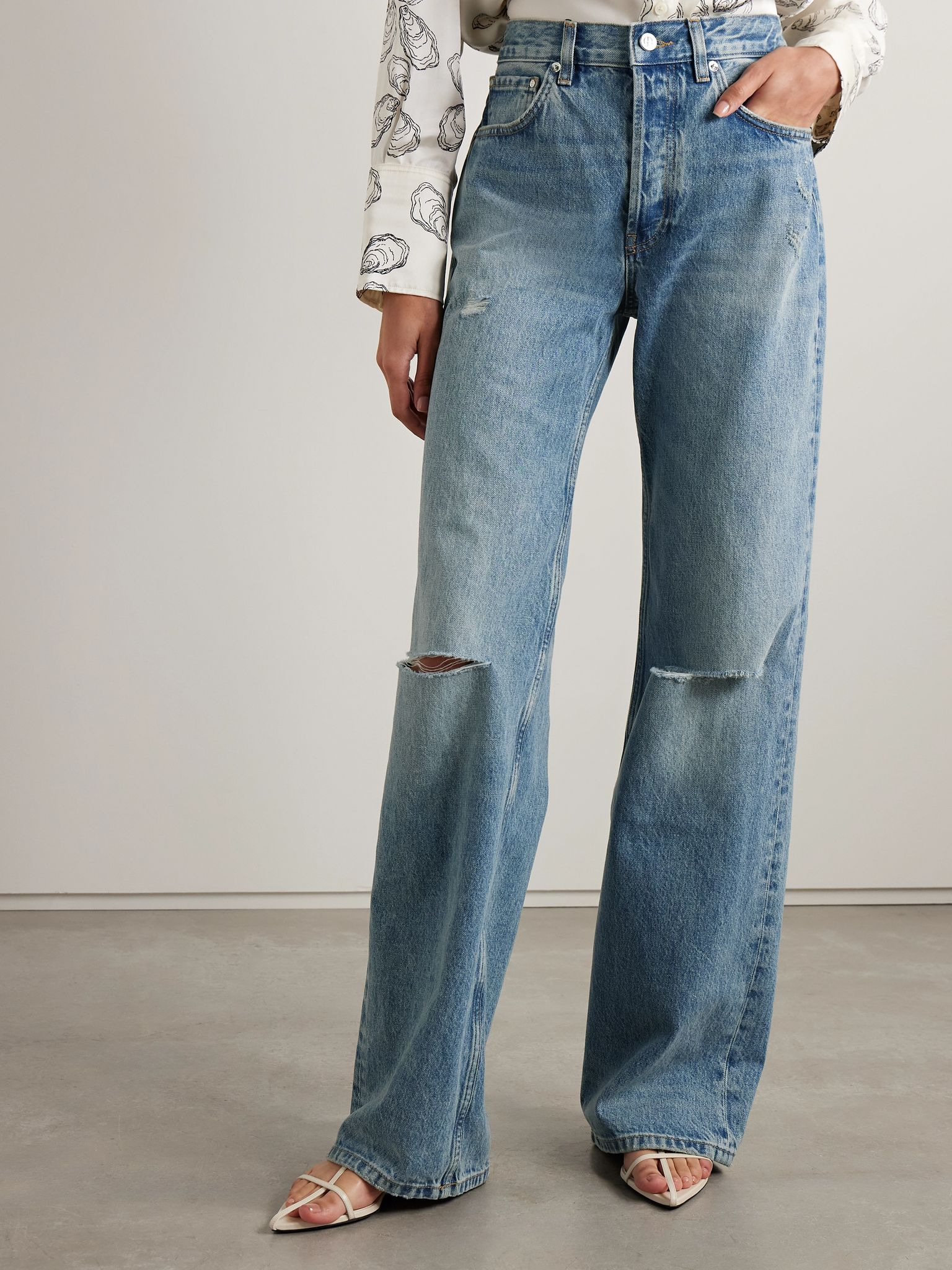 Hugh distressed high-rise wide-leg jeans Mid denim - 3