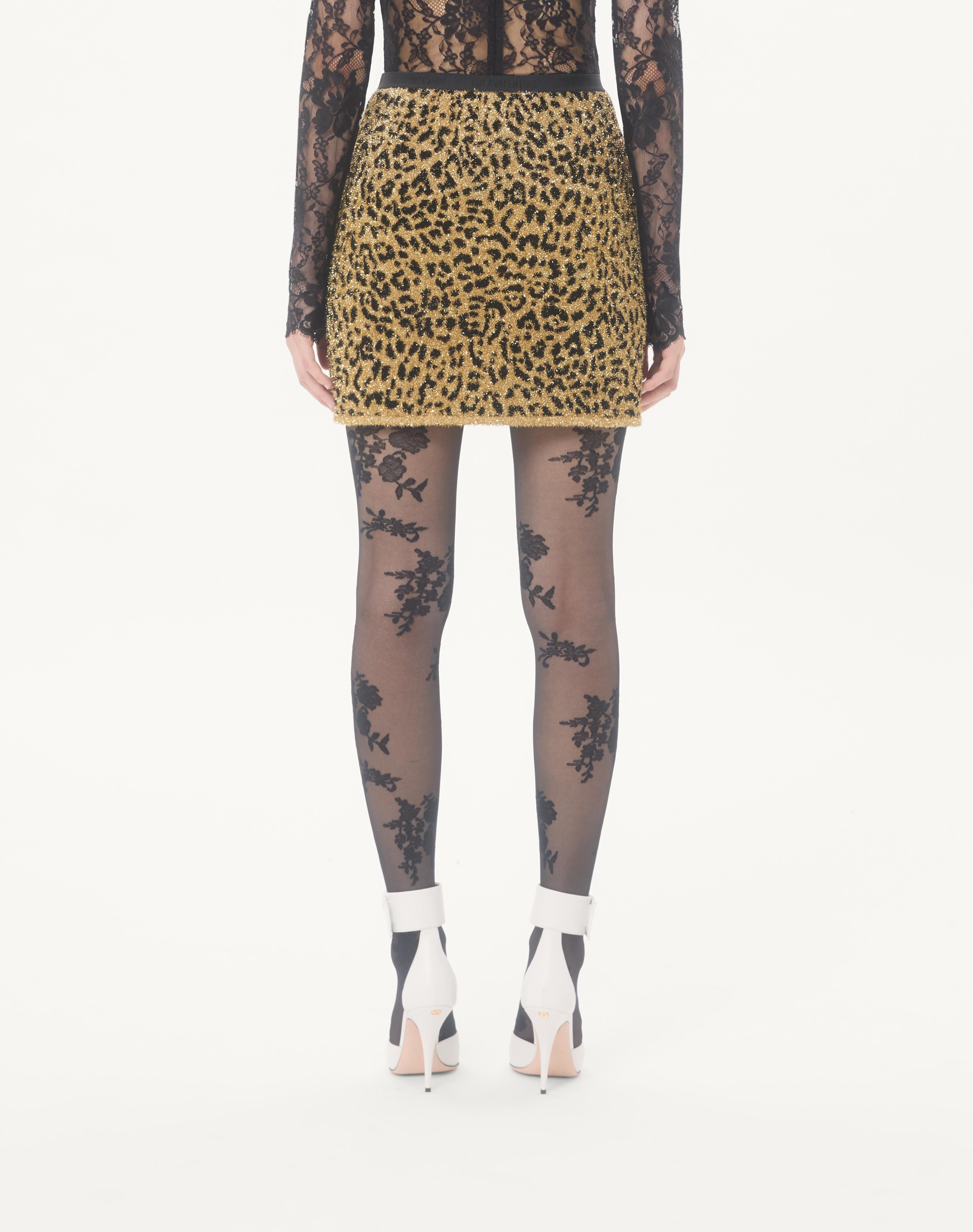 JACQUARD ANIMAL PRINT LUREX KNIT SKIRT - 5