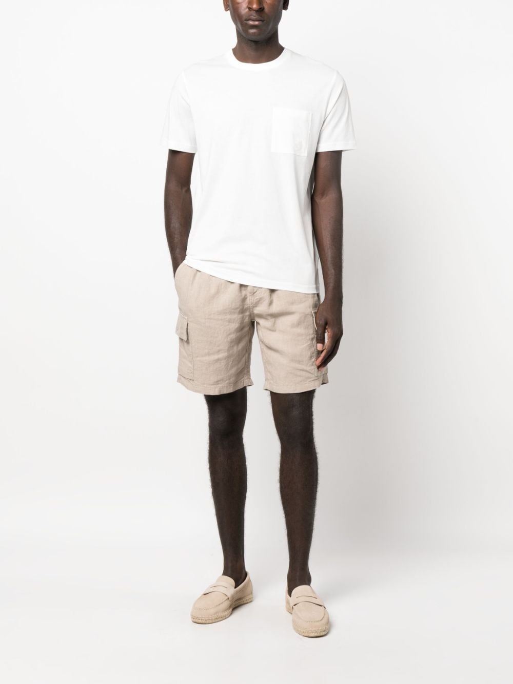 logo-patch linen shorts - 2