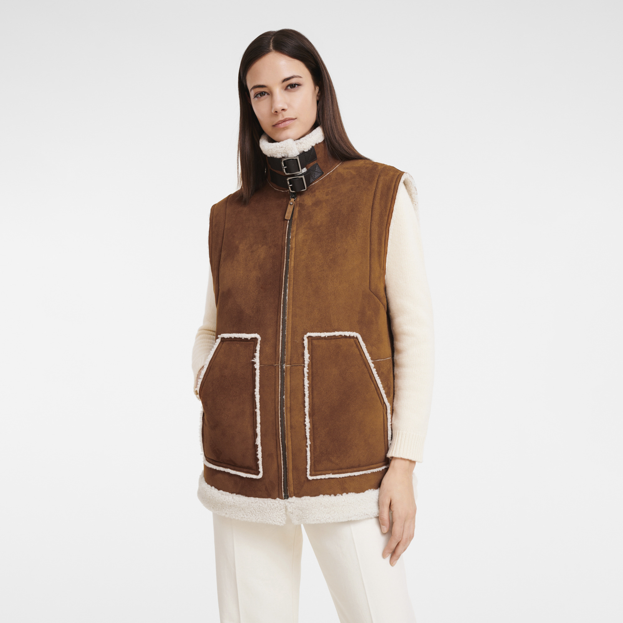 Sleeveless jacket Cognac - Leather - 3