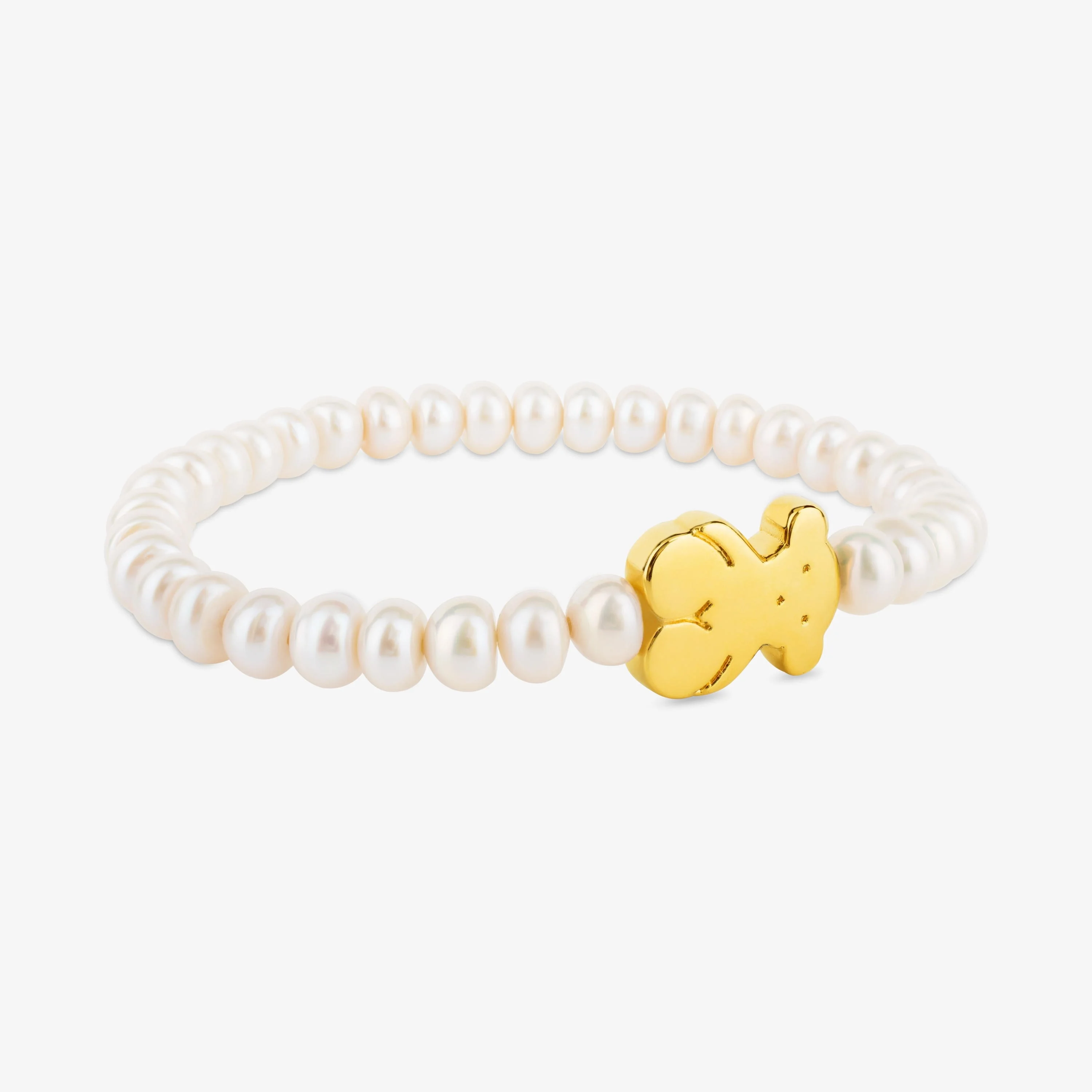 18K solid gold Sweet Dolls Bracelet with pearls and big Bear motif - 1