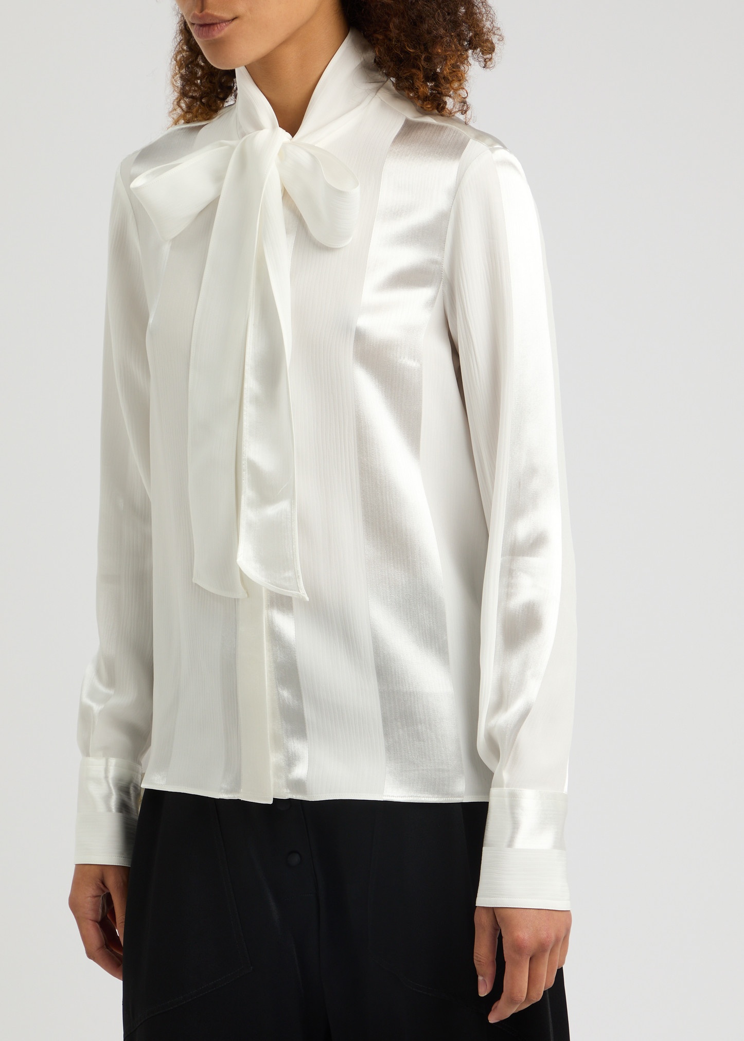 Stripe-jacquard satin shirt - 2