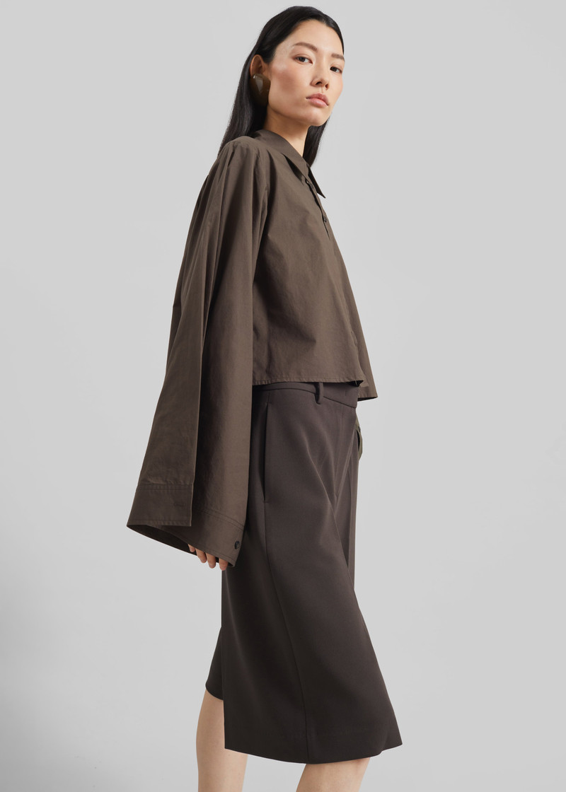 Dharoi Adjustable Sleeve Layered Shirt - Brown 7