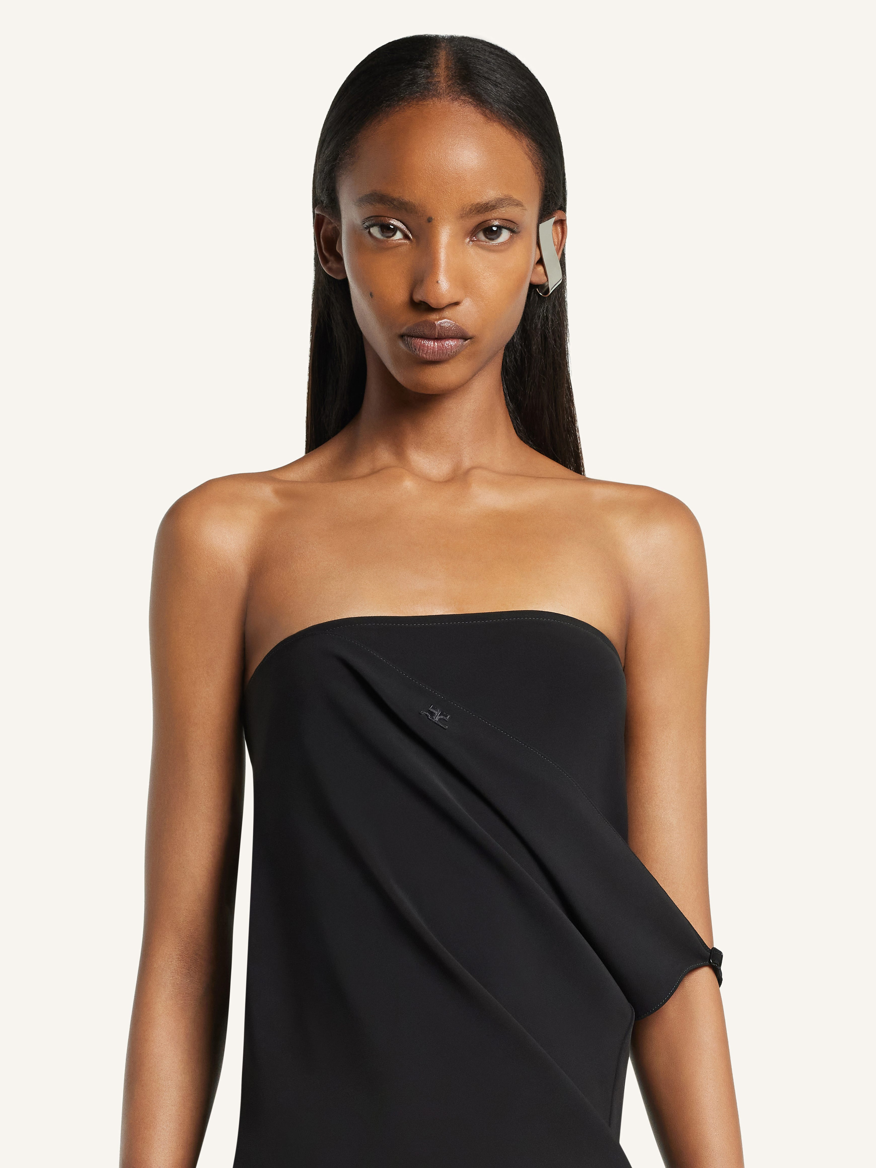 DRAPED CRÊPE BUSTIER DRESS - 5