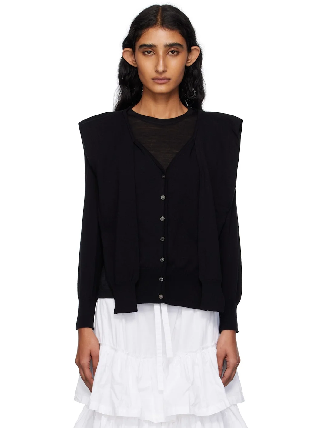Black Sleeve Layered Cardigan - 1
