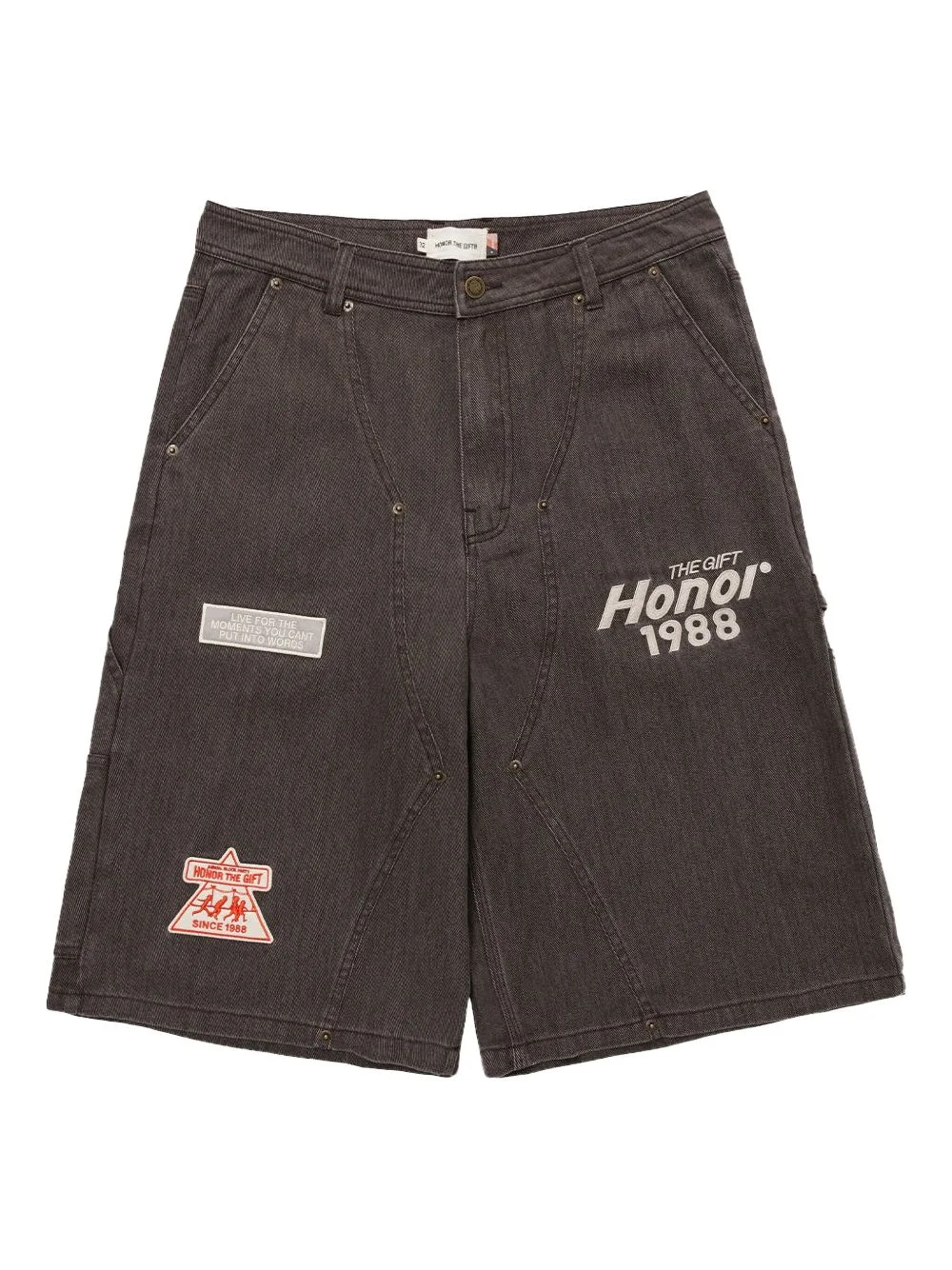 twill patch-detail shorts - 1