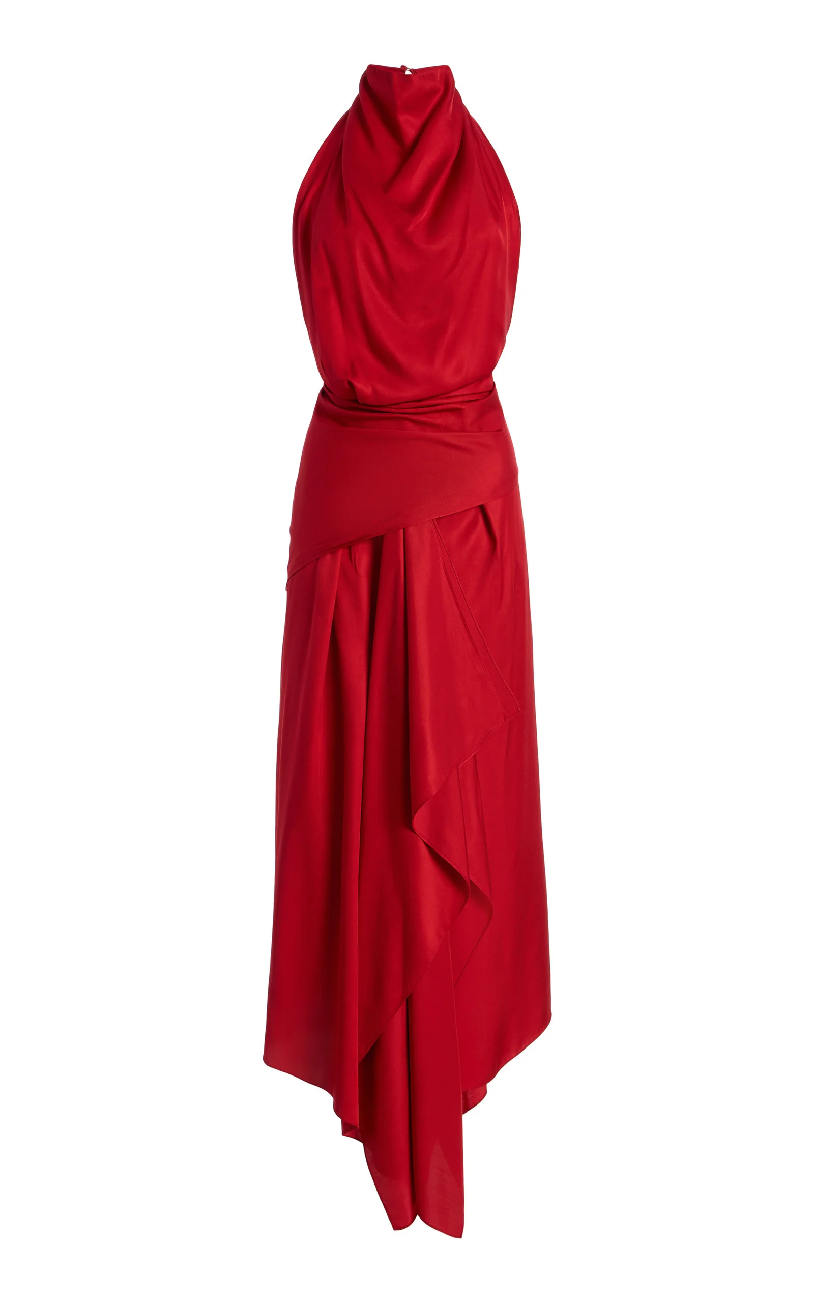 Exclusive The Marin Draped Twill Midi Scarf Dress red - 1