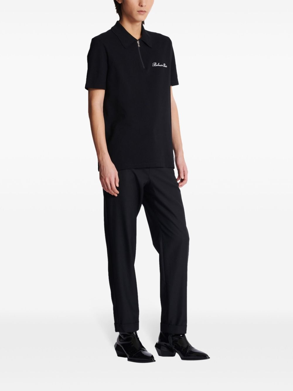 embroidered-logo cotton polo shirt - 3