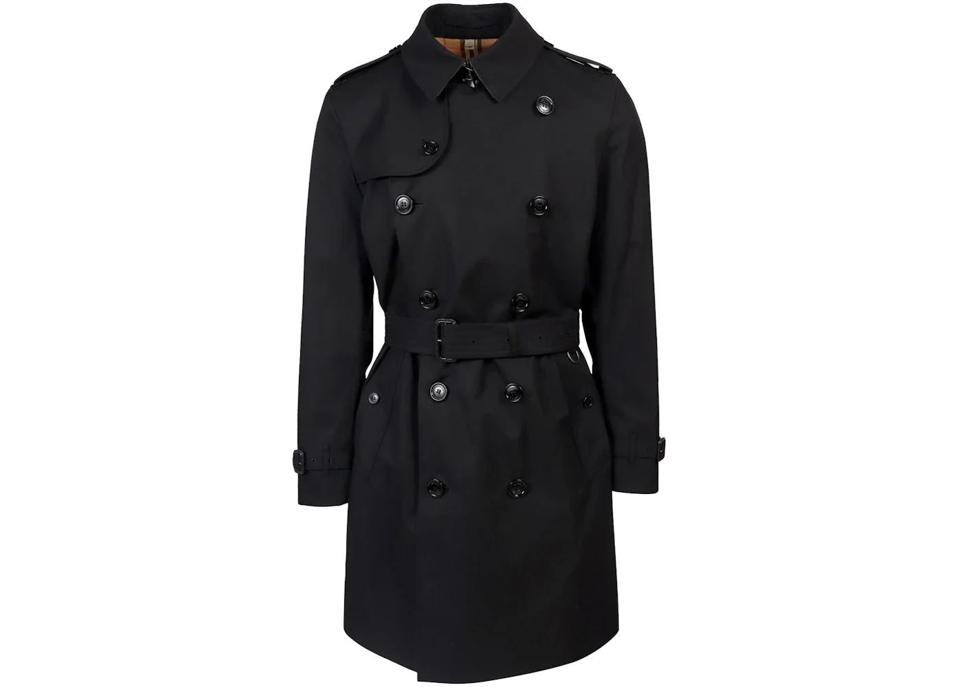 Burberry Traditional Check Lining Cotton Trench Coat Black - 1